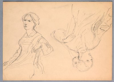 Mujer sentada, dos estudios de Daniel Huntington