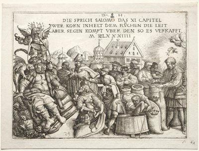 Ilustración de proverbios XI (Los acaparadores de grano) de Daniel I Hopfer