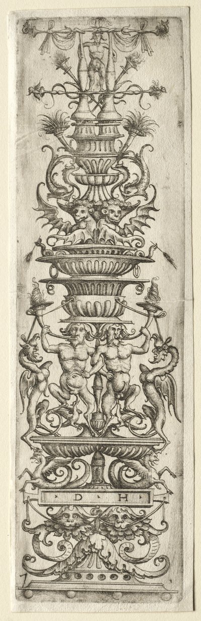 Ornamento de filete con candelabro de Daniel I Hopfer