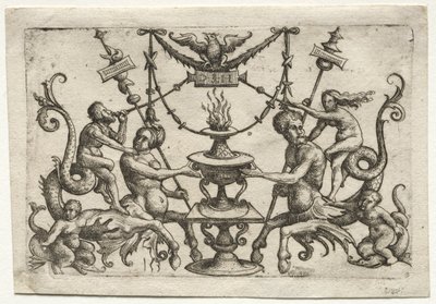 Ornamento con sirena y tritón de Daniel I Hopfer