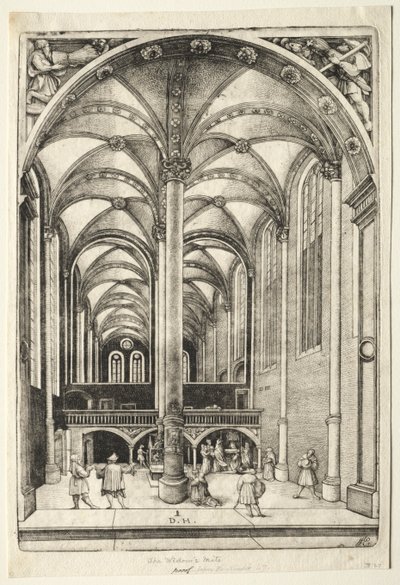 Vista en el interior de la iglesia de Santa Catalina en Augsburgo de Daniel I Hopfer