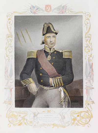 Almirante Sir Edmund Lyons (grabado en color) de Daniel John. Pound