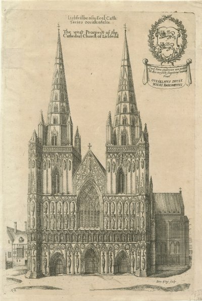 Catedral de Lichfield - Fachada Oeste: grabado, s.f. [?finales del siglo XVII] de Daniel King