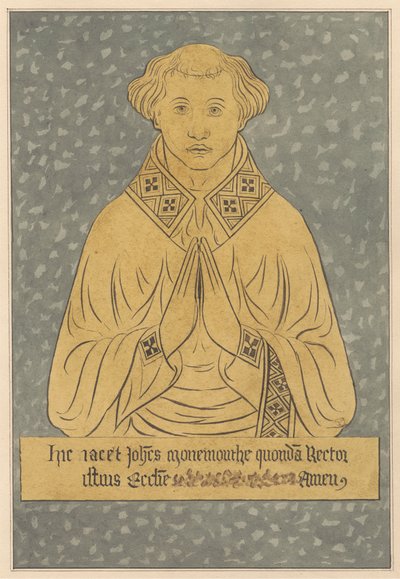 Placa de latón para un rector de la iglesia de Harlington de Daniel Lysons