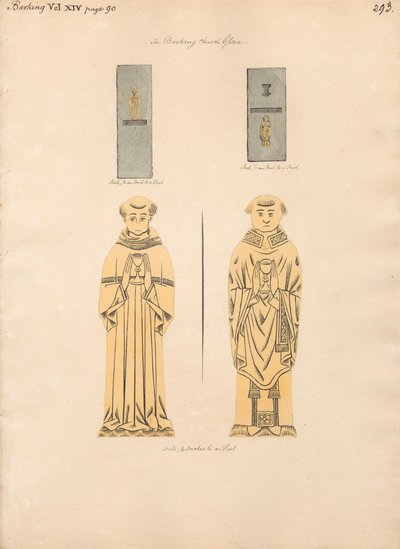 Placa de latón para dos clérigos no identificados, de la iglesia de Barking de Daniel Lysons