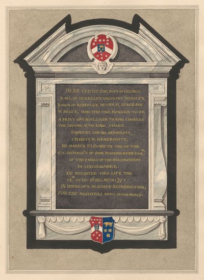 Conmemoración de Jorge, conde de Berkeley, en la iglesia de Cranford de Daniel Lysons