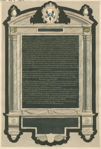 Conmemoración de John Peryn en la iglesia de Acton de Daniel Lysons