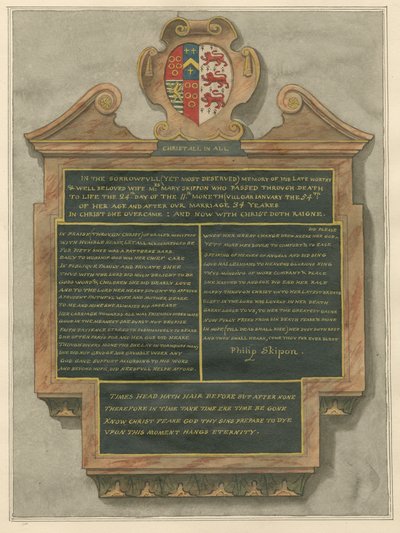 Conmemoración de la Sra. Mary Skippon de la Iglesia de Acton de Daniel Lysons