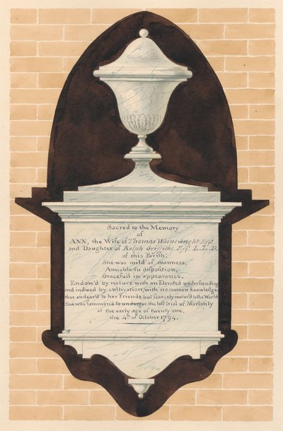 Monumento a Ann Wainewright, de la iglesia de Chiswick de Daniel Lysons
