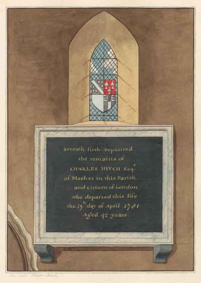 Monumento a Charles Hitch de la iglesia de East Ham de Daniel Lysons
