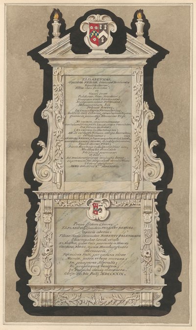 Conmemoración a Elizabeth Field y Elizabeth Reeves de la iglesia de Cranford de Daniel Lysons
