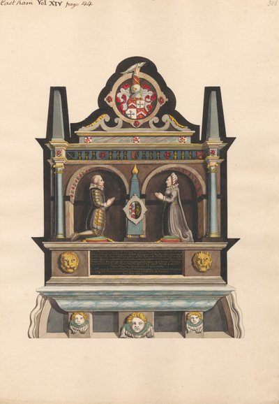 Monumento a Giles Breame de la iglesia de East Ham de Daniel Lysons