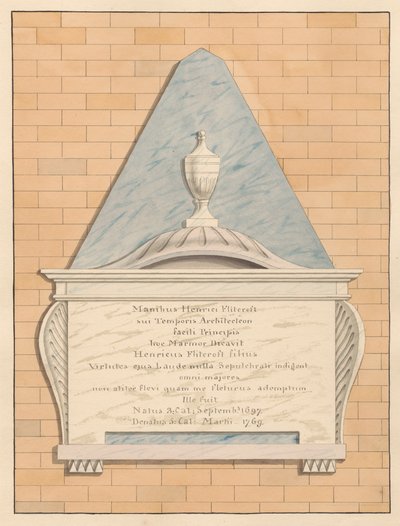 Monumento a Henry Flitcroft de la iglesia de Teddington de Daniel Lysons