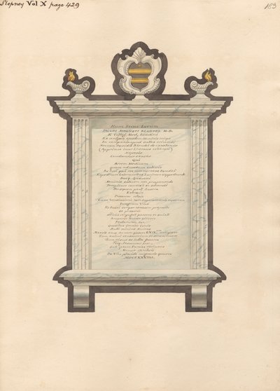 Monumento a Jacob Augustus Blondel de la iglesia de Stepney de Daniel Lysons