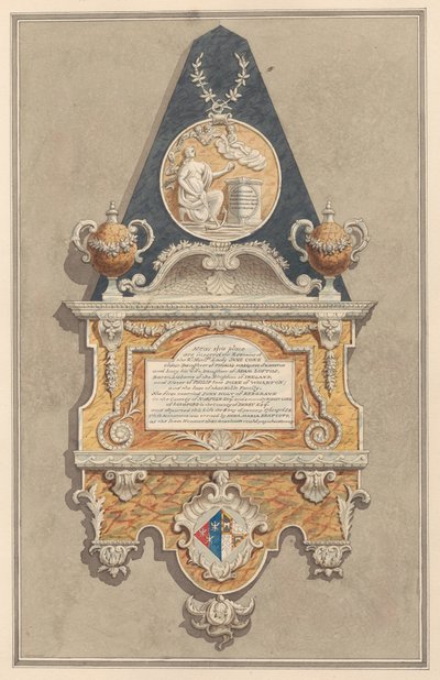 Monumento a Jane Coke, de la iglesia de Sunbury de Daniel Lysons