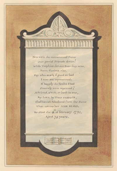 Monumento a John Beard de la iglesia de Hampton de Daniel Lysons