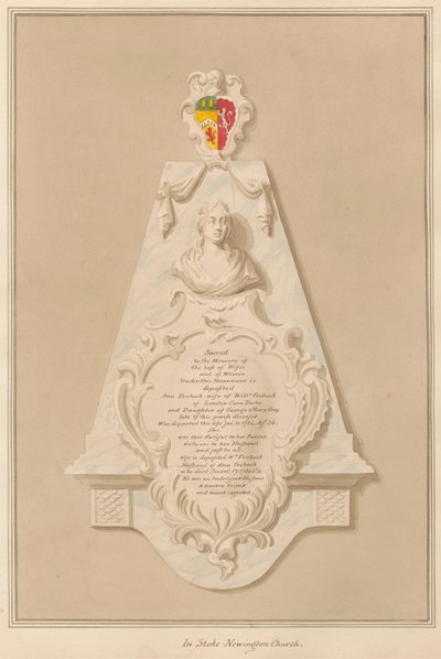 Monumento a Loilliam y Ann Frohock de la iglesia de Stoke Newington de Daniel Lysons