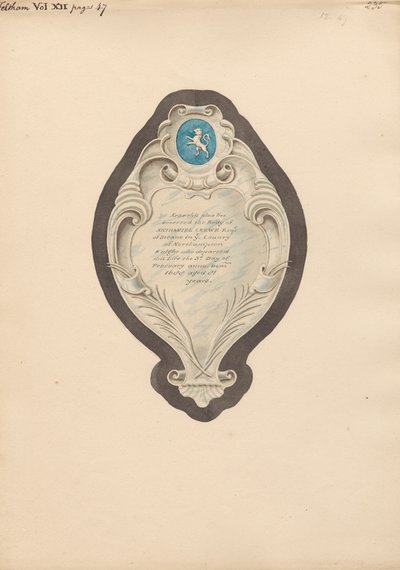 Monumento a Nathaniel Crewe de la iglesia de Feltham de Daniel Lysons