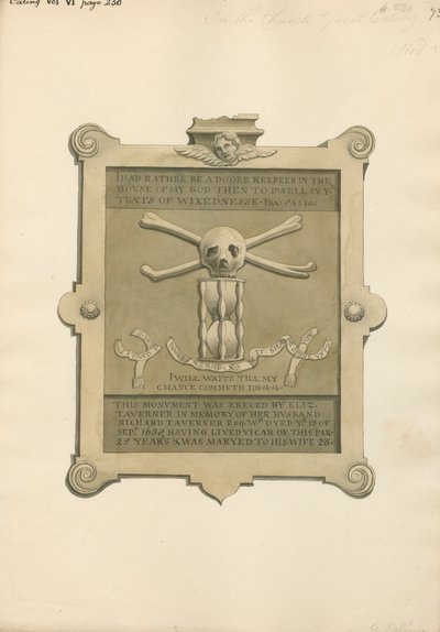 Monumento a Richard Taverner de la iglesia de Ealing de Daniel Lysons