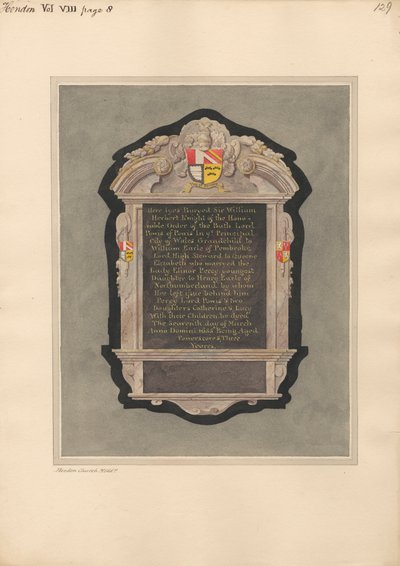 Monumento a Sir William Herbert desde la iglesia de Hendon de Daniel Lysons