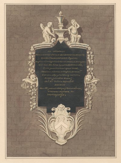 Monumento a Thomas Chamber de la iglesia de Hanworth de Daniel Lysons