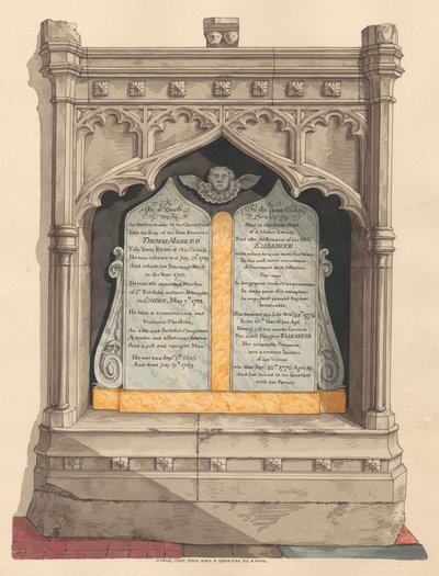 Monumento a Thomas y Elizabeth Moore y a su hija Elizabeth, de la iglesia de Chiselhurst de Daniel Lysons
