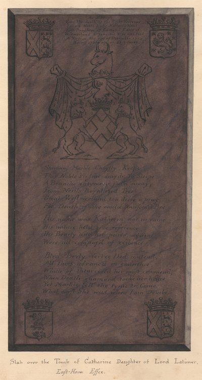 Losa sobre la tumba de Catherine, hija de Lord Latimer, de la iglesia de East Ham. de Daniel Lysons