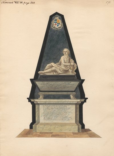 Tumba de John Merick desde la iglesia de Norwood de Daniel Lysons