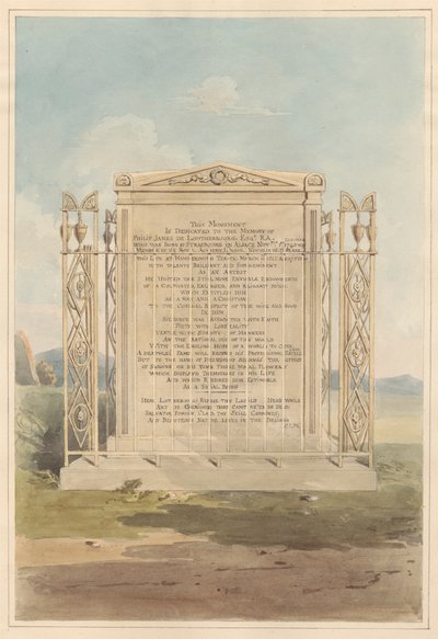 Tumba de Philip James de Loutherbourg, del cementerio de Chiswick de Daniel Lysons