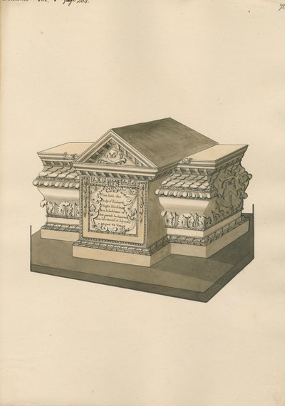 Tumba de Richard Wright desde la iglesia de Chiswick de Daniel Lysons