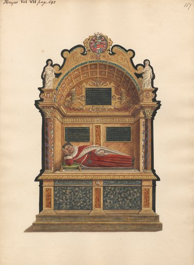 Tumba de Sir Edward Fennen de Hayes desde la Iglesia de Hayes de Daniel Lysons