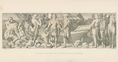 Harold, a punto de regresar a Inglaterra, se despide de William, quien lo carga con regalos de despedida de Daniel Maclise