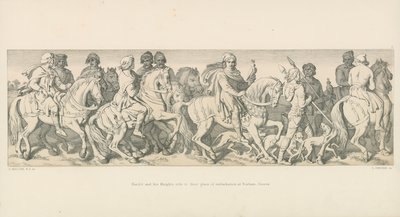 Harold y sus caballeros cabalgan hacia su lugar de embarque, en Bosham, Sussex de Daniel Maclise