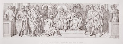 Harold, partiendo en una visita a Guillermo de Normandía, se despide de Eduardo el Confesor, de 