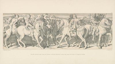 Entrevista de Harold con Tostig su hermano, y con Hardrada, aliado de Tostig, antes de la Batalla de Stamford Bridge de Daniel Maclise