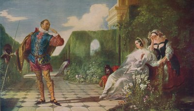 Escena de Noche de Reyes Malvolio y la Condesa, c. 1840, c. 1915 de Daniel Maclise
