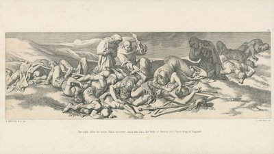 La Noche después de la Batalla; Edith descubre, entre los Caídos, el Cuerpo de Harold, Último Rey Sajón de Inglaterra de Daniel Maclise