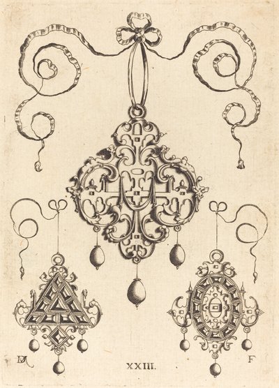 Tres Colgantes de Ornamentación, Los Inferiores Triangulares y Ovalados de Daniel Mignot