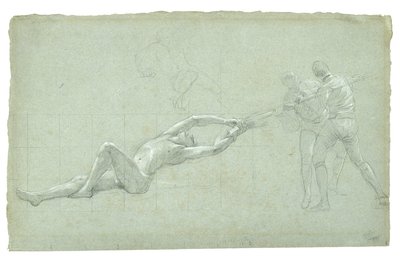 Estudio para El sitio de Gibraltar (Estudio de figura rescatada y dos figuras tirando de un remo), 1785-1786 de Daniel Mytens