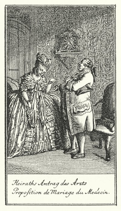 Propuesta de matrimonio del doctor (grabado) de Daniel Nikolaus (after) Chodowiecki