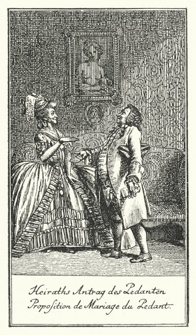 Propuesta de matrimonio del pedante (grabado) de Daniel Nikolaus (after) Chodowiecki