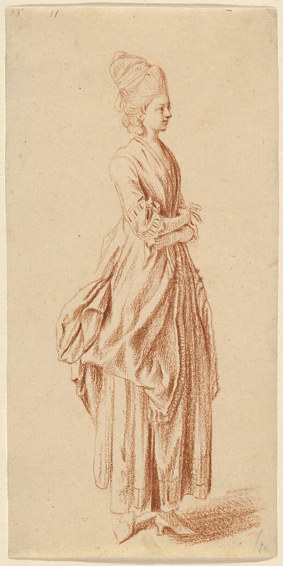 Dama de pie con vestido de día de Daniel Nikolaus Chodowiecki
