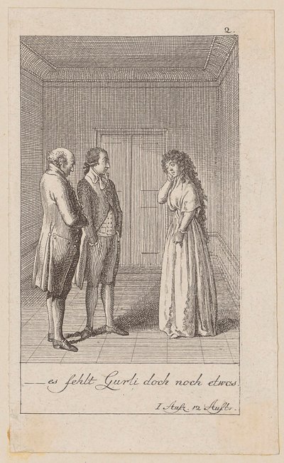 Lámina 2 para «Los indios en Inglaterra» de August von Kotzebue de Daniel Nikolaus Chodowiecki