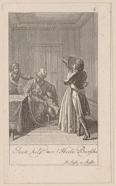Lámina 6 de «Los indios en Inglaterra», de Aug. von Kotzebue de Daniel Nikolaus Chodowiecki