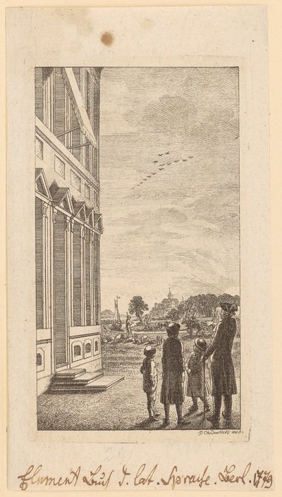 Primera hoja del «Manual elemental de lengua latina» de Schulze, Berlín, 1779 de Daniel Nikolaus Chodowiecki