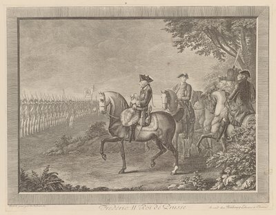 El rey Federico II de Prusia, desfile de la guardia en Potsdam de Daniel Nikolaus Chodowiecki
