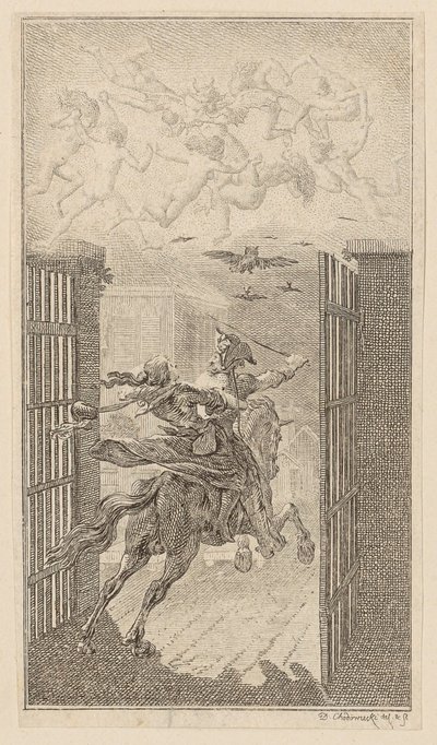 Lenore, página 3 del primer número de «Poemas de Gottfried August Bürger» de Daniel Nikolaus Chodowiecki