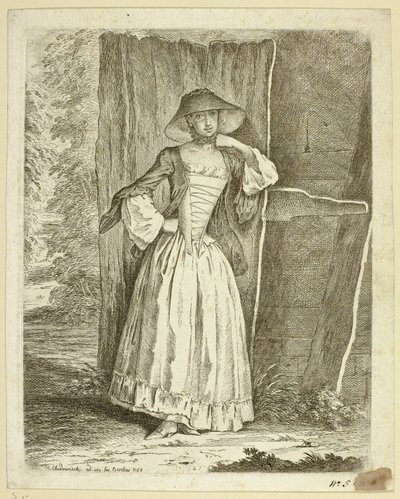 Señorita Quantin de pie de Daniel Nikolaus Chodowiecki
