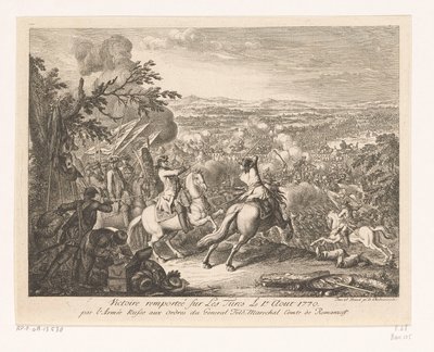 Victoria del general Rumyantsev en la batalla de Cahul, 1770 Victoire remportée sur les Turces Le 1.r Aout 1770 par l