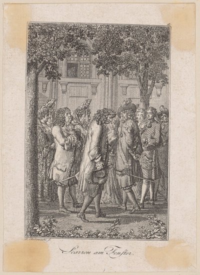 Scarron en la ventana. Relato de Kretschmann de Daniel Nikolaus Chodowiecki